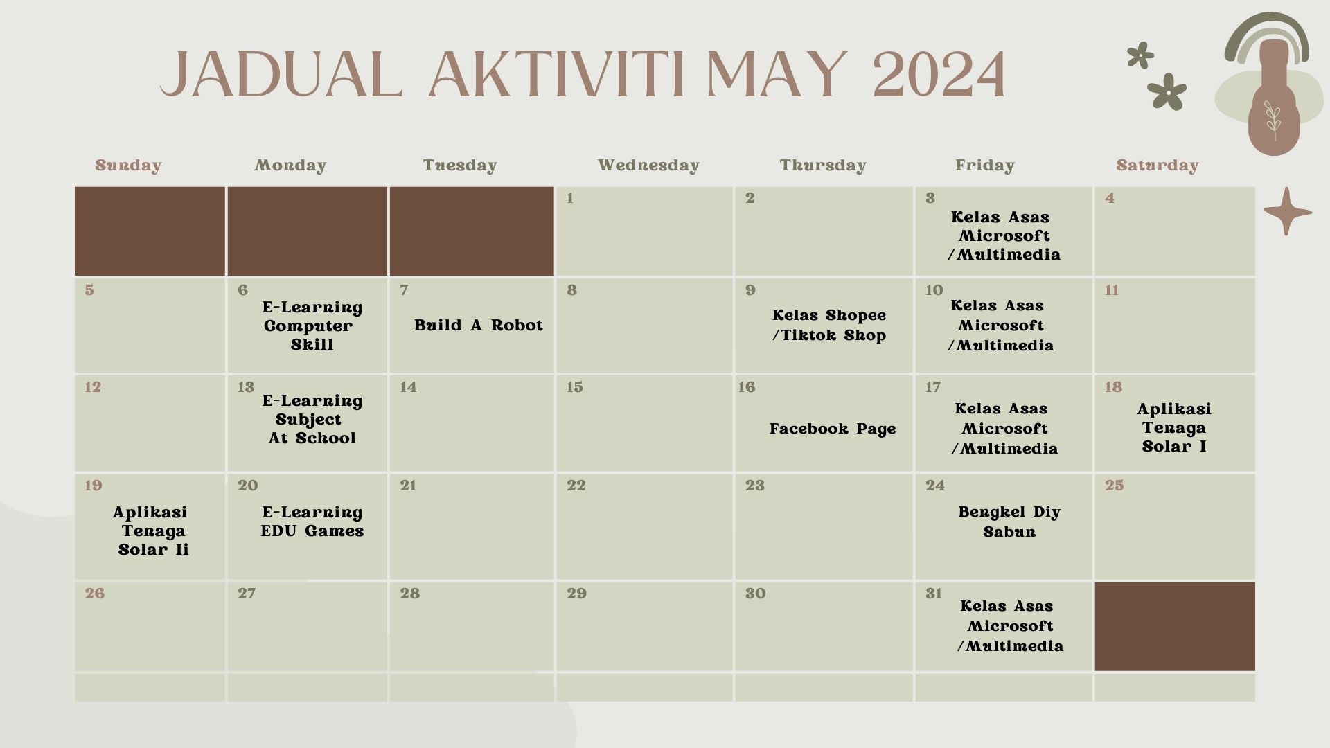 JADUAL AKTIVITI MAY