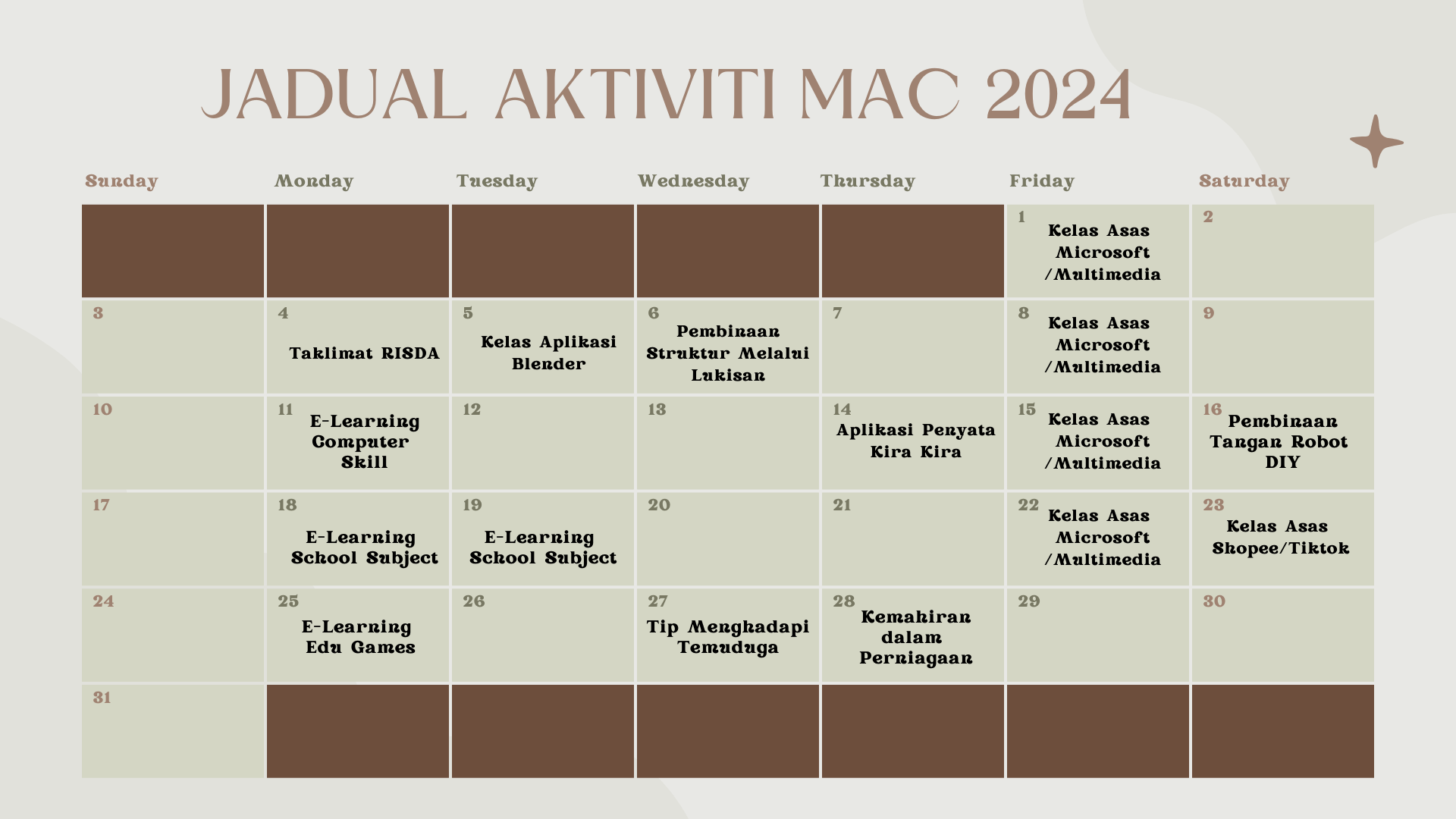 JADUAL AKTIVITI MAC 2024